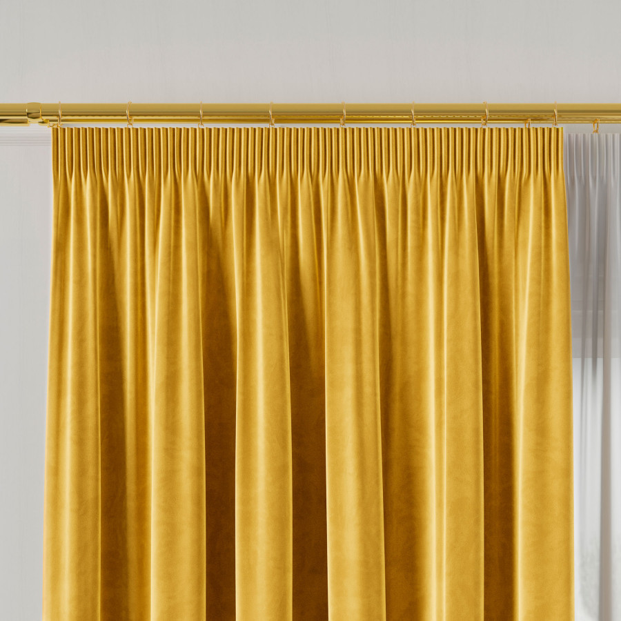 VELVI Zasłona gotowa na taśmie, szerokość 140 x wysokość 230cm, kolor 009 żółty