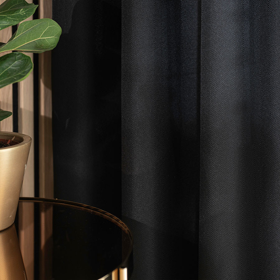 JODEŁKA Zasłona gotowa na taśmie, szerokość 140cm x wysokość 250cm, kolor 111 czarny