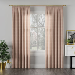 VELVI Zasłona gotowa na taśmie, szerokość 140 x wysokość 160cm, kolor 003 jasny beżowy