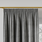 VELVI zasłona na taśmie marszczącej welwetowa szara gładka 140x260 cm