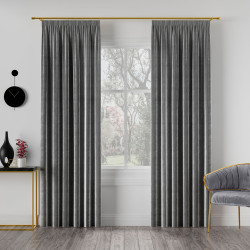 VELVI Zasłona gotowa na taśmie, szerokość 140 x wysokość 260cm, kolor 006 ciemny szary antracytowy