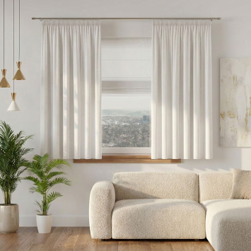 VELVI Zasłona gotowa na taśmie, szerokość 140 x wysokość 160cm, kolor 101 biały 2