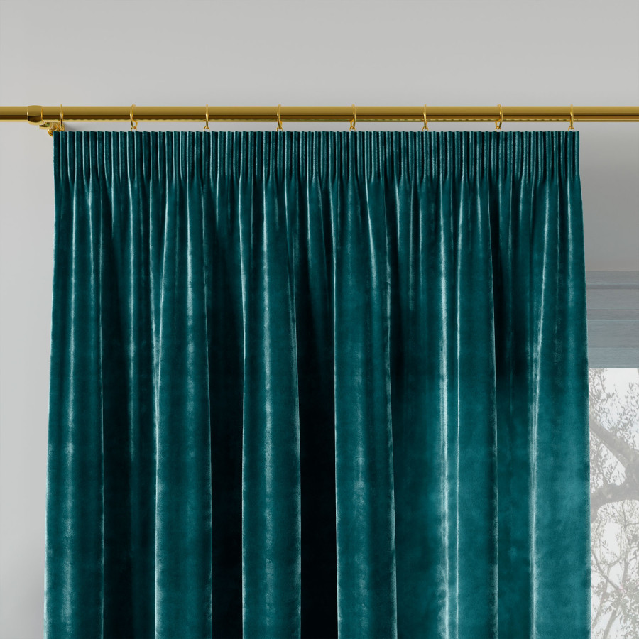 VELVI Zasłona gotowa na taśmie, szerokość 140 x wysokość 230cm, kolor 008 ciemny turkusowy petrol