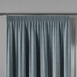 VELVI zasłona na taśmie marszczącej welwetowa niebieska 140x260 cm
