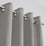 BASIC zasłona gotowa na przelotkach z tkaniny szara gładka 145x250 cm