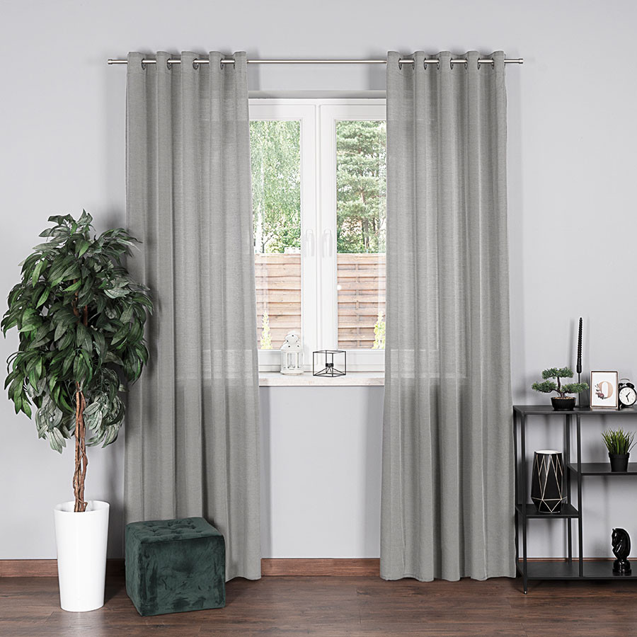 BASIC Zasłona gotowa na przelotkach, szerokość 145 x wysokość 250cm, kolor 002 szary