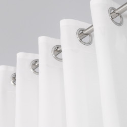 BASIC Zasłona gotowa na przelotkach (srebro chrom), szerokość 145 x wysokość 250cm, kolor 010 biały