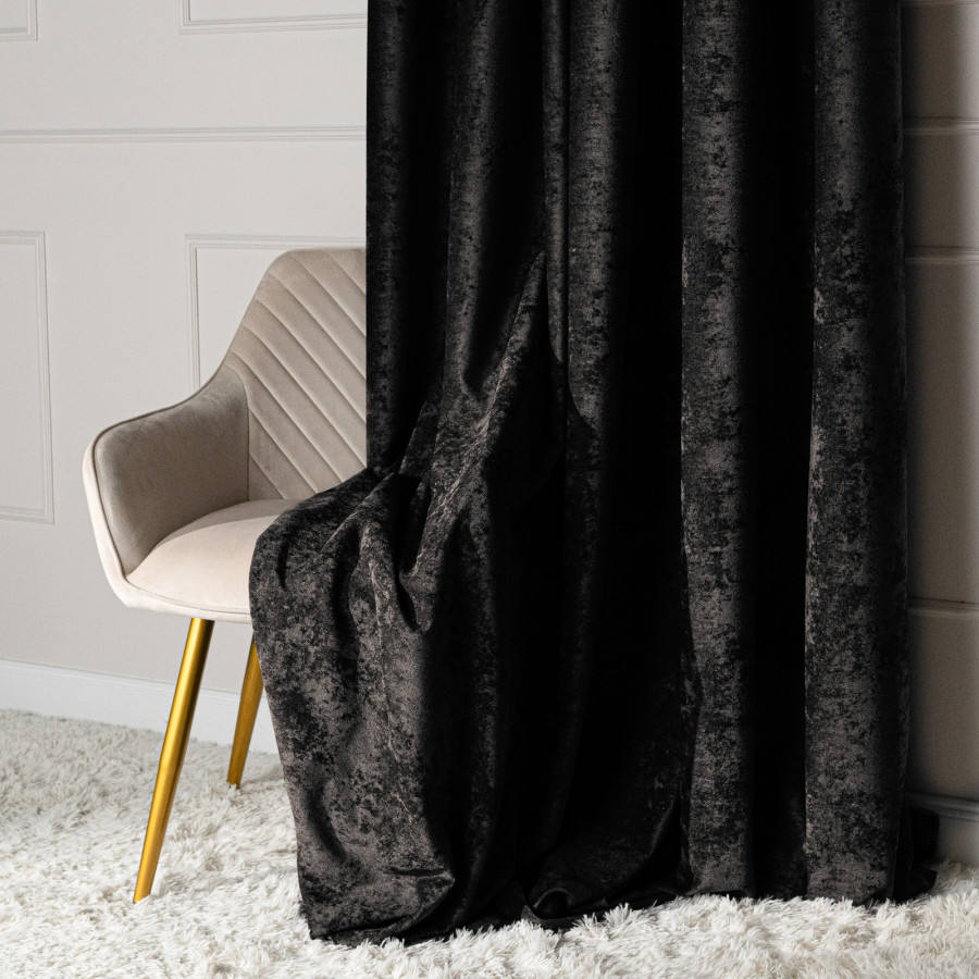 SOFT Zasłona gotowa na przelotkach, szerokość 140cm x wysokość 260cm, kolor 028 czarny