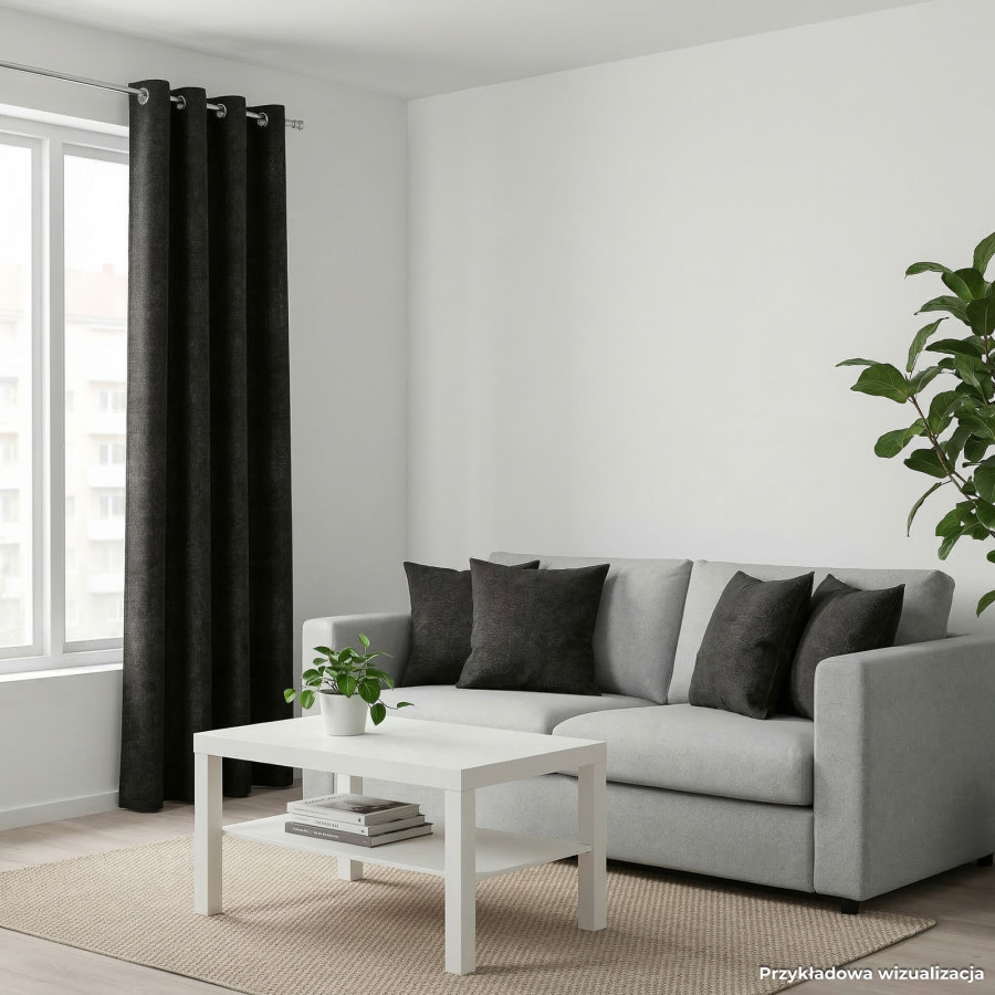 SOFT Zasłona gotowa na przelotkach, szerokość 140cm x wysokość 260cm, kolor 028 czarny