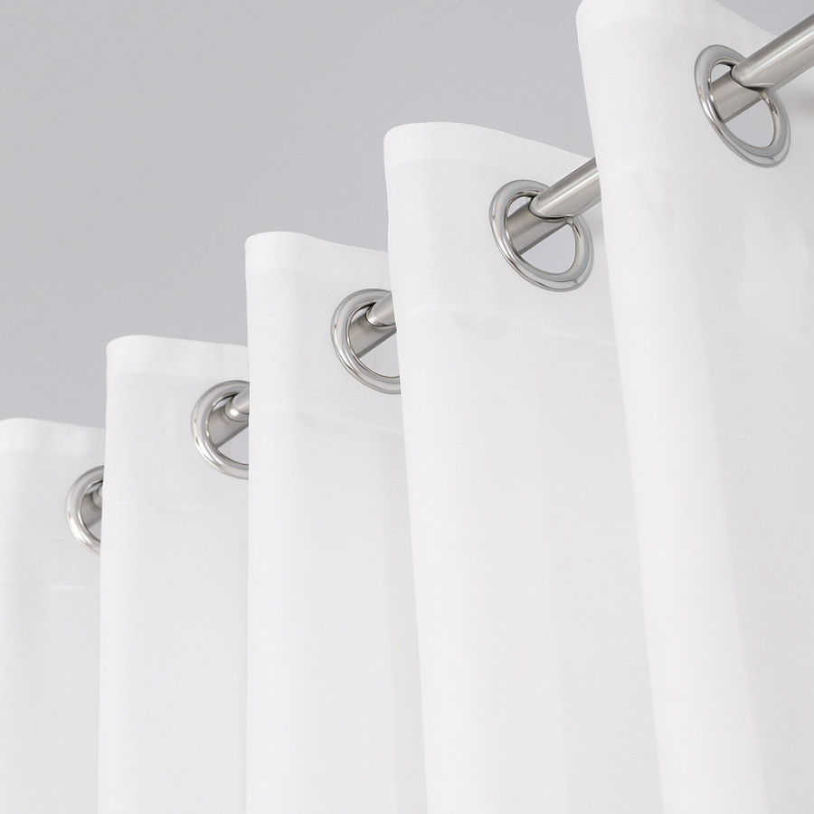 BASIC Zasłona gotowa na przelotkach (srebro chrom), szerokość 145 x wysokość 230cm, kolor 010 biały