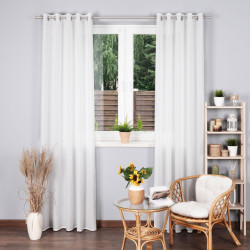 BASIC Zasłona gotowa na przelotkach (srebro chrom), szerokość 145 x wysokość 230cm, kolor 010 biały