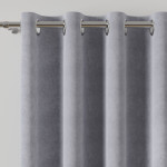 MILAS zasłona gotowa na przelotkach welwetowa pastelowy szary gładka 140x260 cm