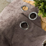 SOFT zasłona gotowa na przelotkach z tkaniny szarobeżowa gładka 140x260 cm