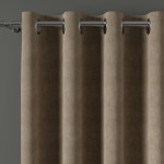 MILAS zasłona na przelotkach welwetowa ciemny beżowy gładka 140x260 cm
