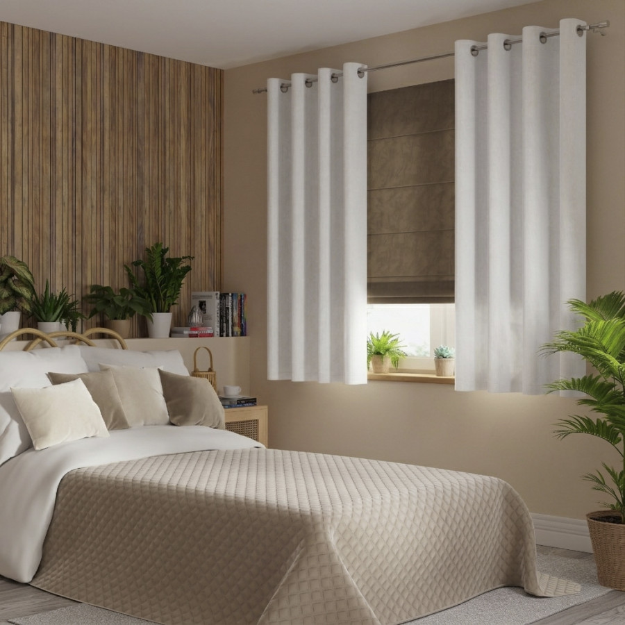 VELVI Zasłona gotowa na przelotkach, szerokość 140 x wysokość 160cm, kolor 101 biały