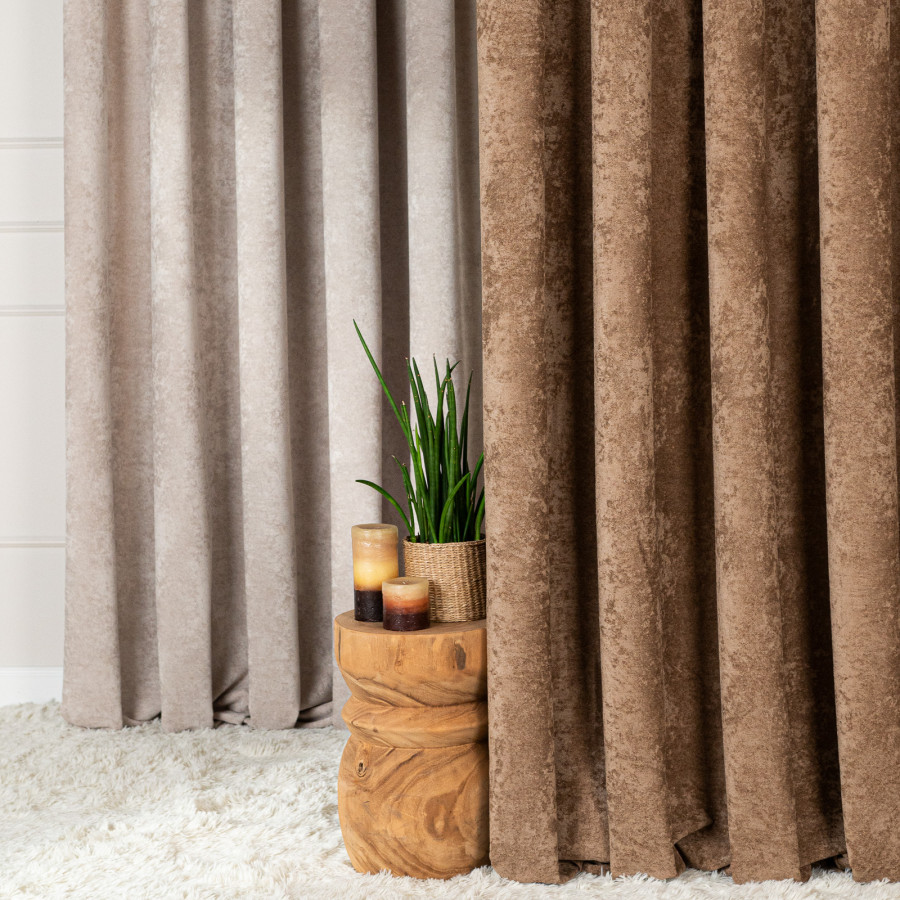 SOFT Zasłona gotowa na przelotkach, szerokość 140cm x wysokość 260cm, kolor 007 jasny brązowy