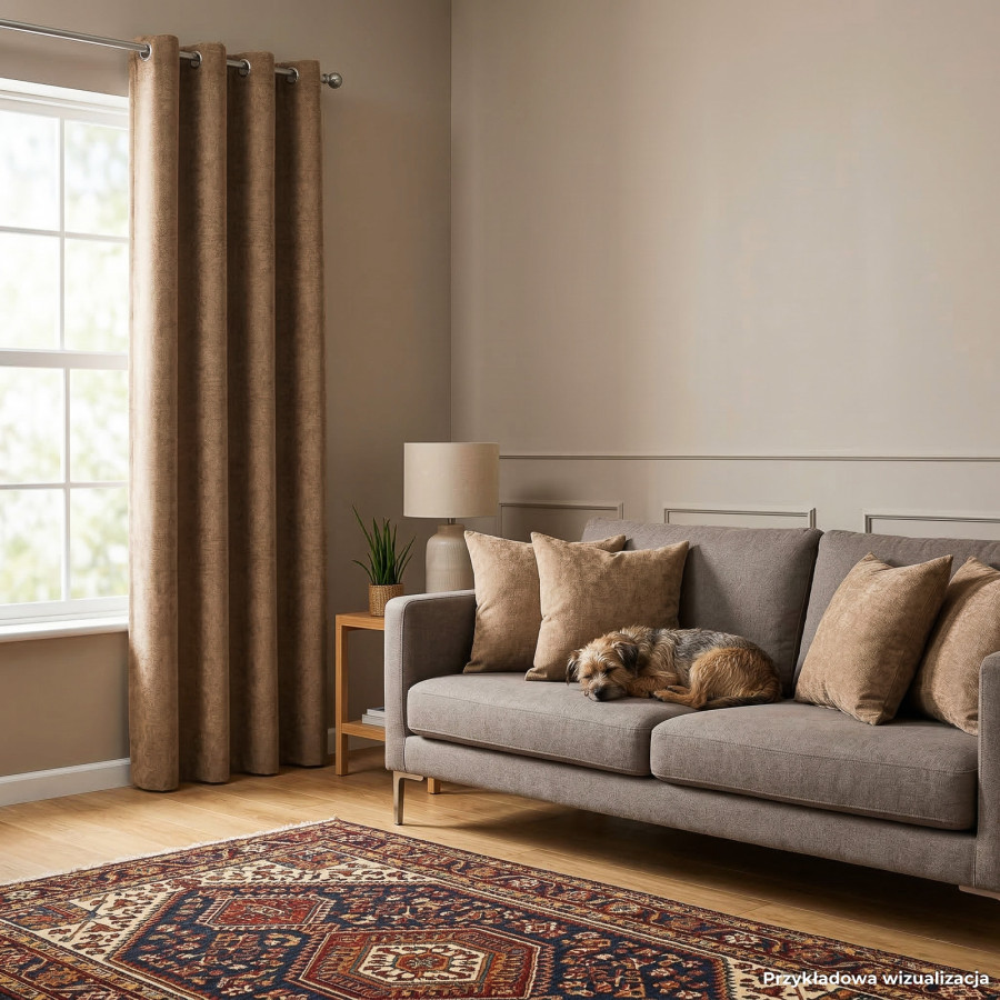 SOFT Zasłona gotowa na przelotkach, szerokość 140cm x wysokość 260cm, kolor 007 jasny brązowy