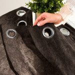 SOFT zasłona gotowa na przelotkach brązowa gładka 140x260 cm