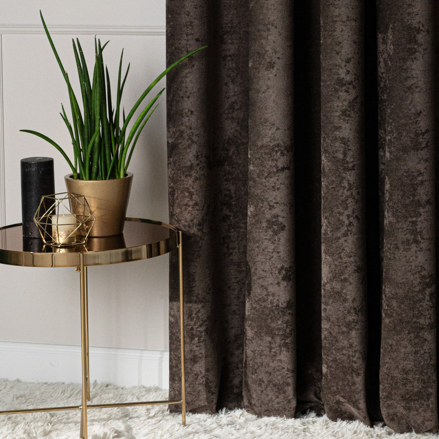 SOFT Zasłona gotowa na przelotkach, szerokość 140cm x wysokość 260cm, kolor 009 ciemny chłodny brązowy