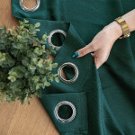 JODEŁKA zasłona na przelotkach z tkaniny ciemnozielona butelkowa we wzór geometryczny 140x250 cm