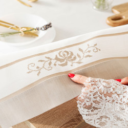 ASTRA Obrus z haftem, szerokość 140cm x wysokość 180cm, kolor 001 biały