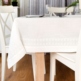 SEVILLA Obrus z gipiurą, szerokość 140cm x wysokość 220cm, kolor 001 biały 