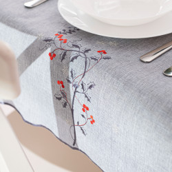 JARZĘBINOWY BLASK Obrus z haftem, szerokość 120cm x wysokość 160cm, kolor 007 szary