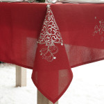 KLASYCZNE ŚWIĘTA obrus z tkaniny czerwony świąteczny 140x260 cm