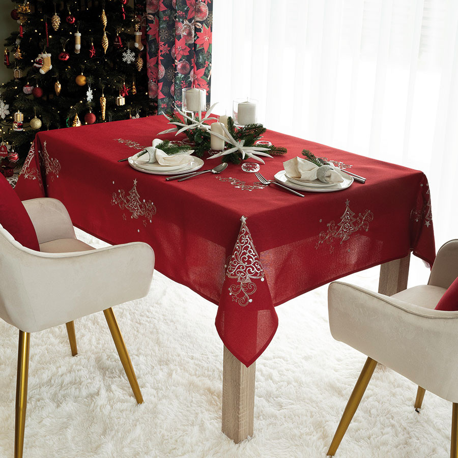 KLASYCZNE ŚWIĘTA Obrus, szerokość 140cm x wysokość 260cm, kolor 003 czerwony (do wyczerpania zapasu)