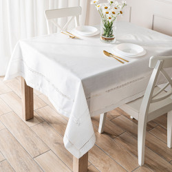 SELVIA Obrus z gipiurą, szerokość 140cm x wysokość 240cm, kolor 001 biały