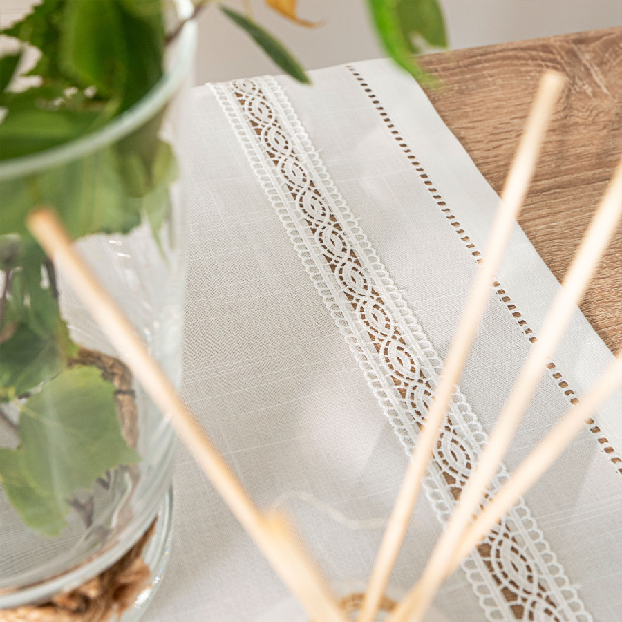 SELVIA Obrus z gipiurą, szerokość 140cm x wysokość 240cm, kolor 001 biały