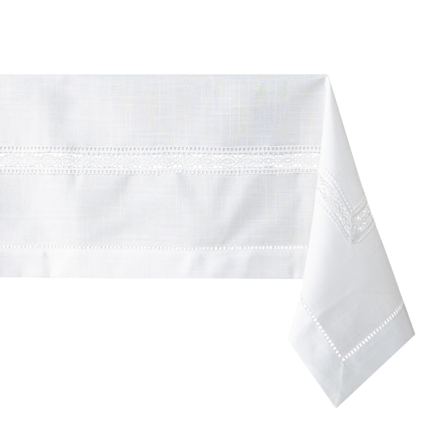 SELVIA Obrus z gipiurą, szerokość 140cm x wysokość 240cm, kolor 001 biały