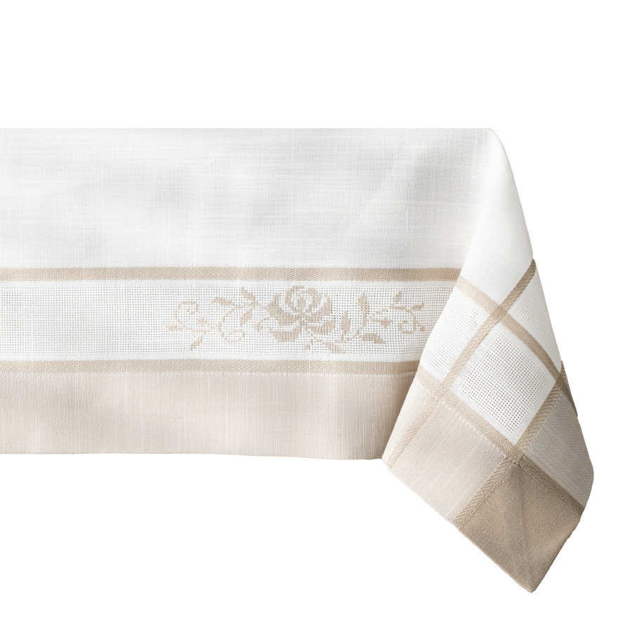 ASTRA Obrus z haftem, szerokość 140cm x wysokość 220cm, kolor 001 biały
