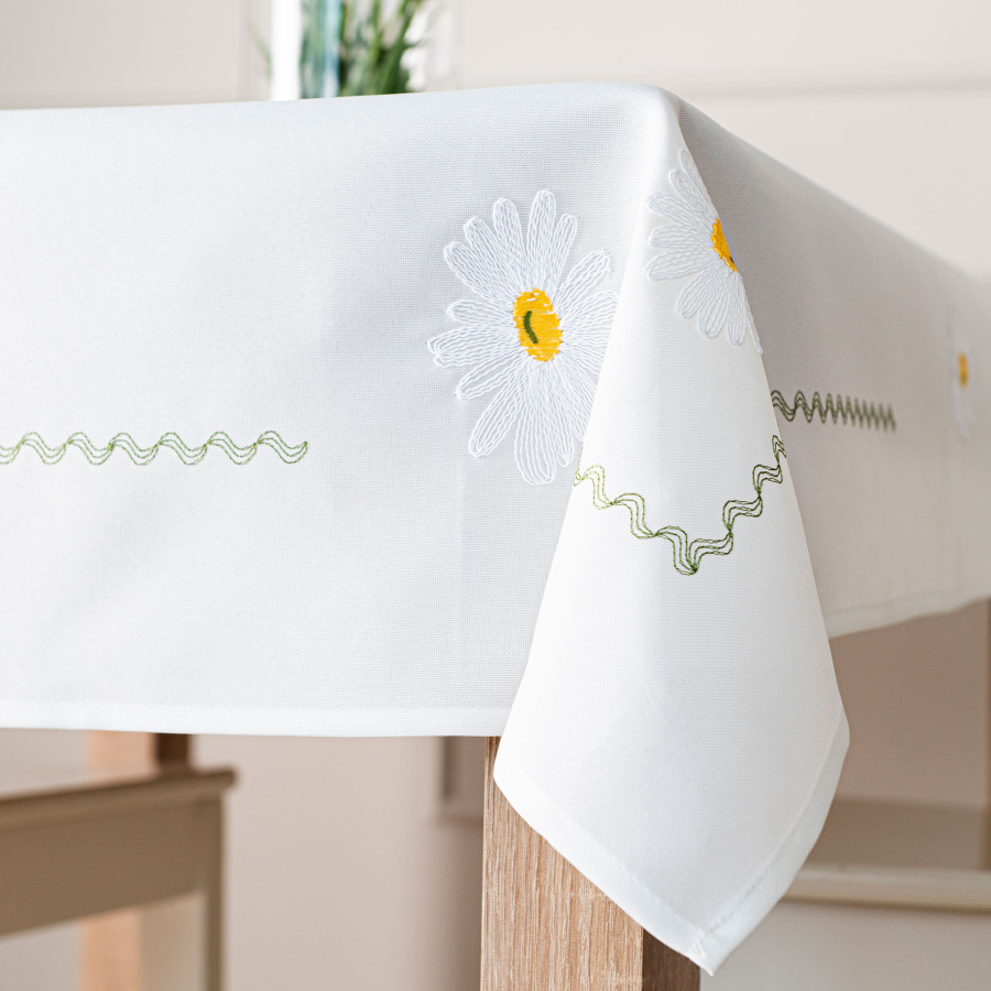 SUMMER Obrus z haftem, szerokość 120cm x wysokość 160cm, kolor 001 biały