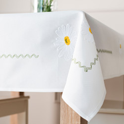 SUMMER Obrus z haftem, szerokość 120cm x wysokość 160cm, kolor 001 biały