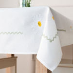 SUMMER obrus z haftem z tkaniny biały w kwiaty 120x160 cm