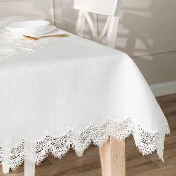 SERENA Obrus z gipiurą, szerokość 140cm x wysokość 220cm, kolor 001 biały
