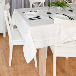SEVILLA Obrus z gipiurą, szerokość 110cm x wysokość 160cm, kolor 001 biały 
