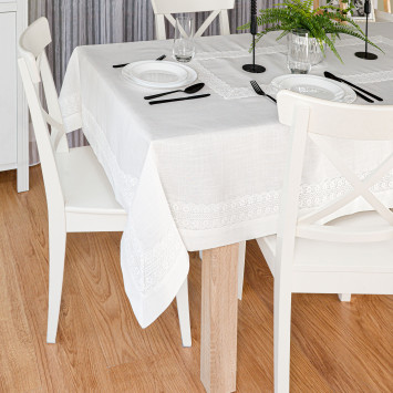 SEVILLA Obrus z gipiurą, szerokość 110cm x wysokość 160cm, kolor 001 biały