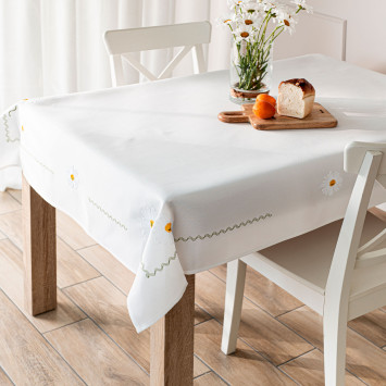 SUMMER Obrus z haftem, szerokość 140cm x wysokość 180cm, kolor 001 biały
