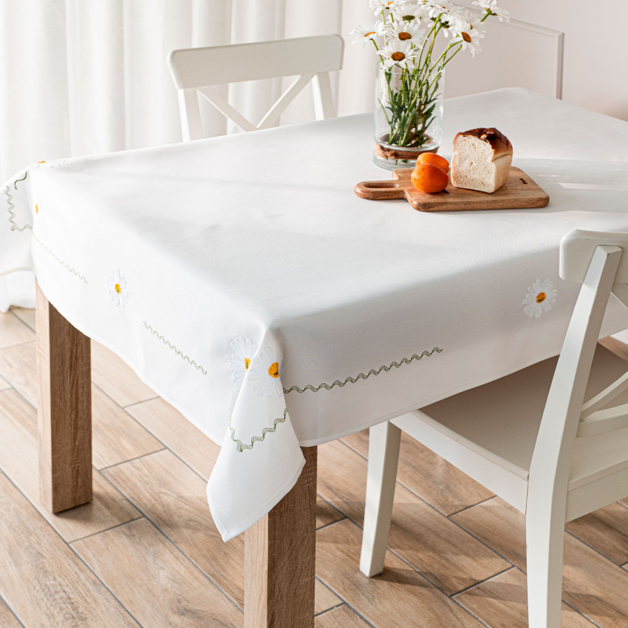 SUMMER Obrus z haftem, szerokość 140cm x wysokość 180cm, kolor 001 biały