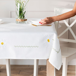 SUMMER Obrus z haftem, szerokość 140cm x wysokość 180cm, kolor 001 biały