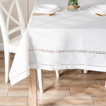 SELVIA obrus biały z tkaniny z gipiurą 140x180 cm
