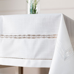 SELVIA Obrus z gipiurą, szerokość 140cm x wysokość 180cm, kolor 001 biały