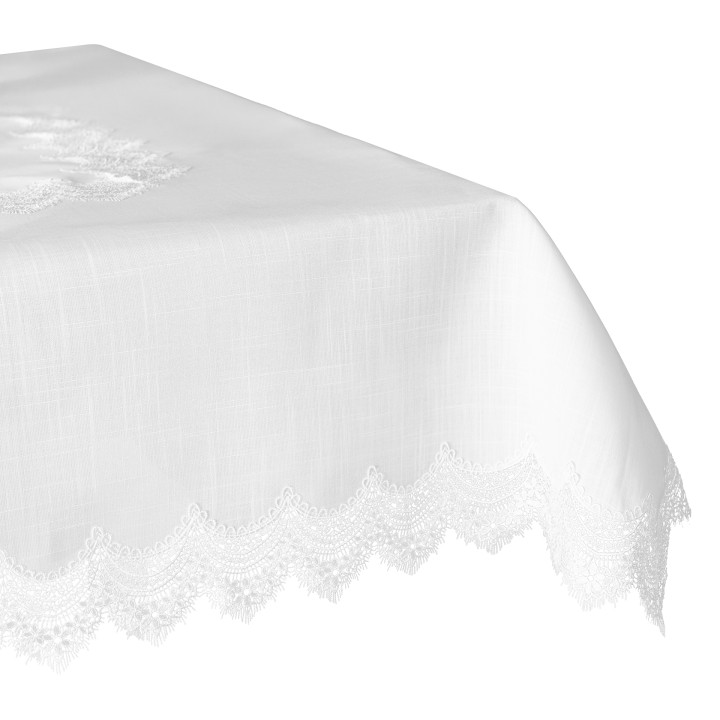 SERENA Obrus z gipiurą, szerokość 140cm x wysokość 180cm, kolor 001 biały 