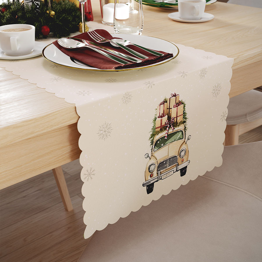 VINTAGE SAMOCHÓD Bieżnik NINA WODOODPORNA, 38x140cm, kolor 004 beżowy (do wyczerpania zapasu)