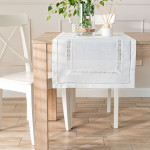 SELVIA bieżnik z tkaniny biały z gipiurą 38x160 cm