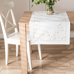 ZIELONA MELODIA Bieżnik z haftem, szerokość 50cm x wysokość 100cm, kolor 001 biały