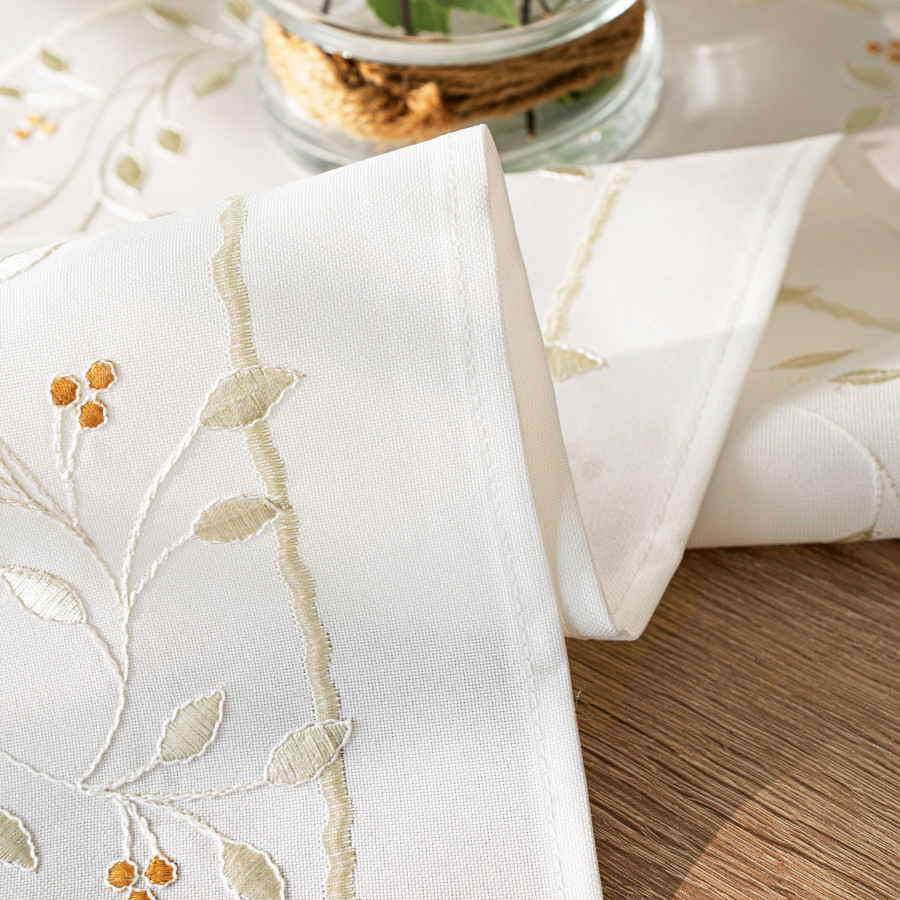 ZIELONA MELODIA Bieżnik z haftem, szerokość 50cm x wysokość 100cm, kolor 001 biały