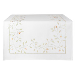 ZIELONA MELODIA Bieżnik z haftem, szerokość 50cm x wysokość 100cm, kolor 001 biały